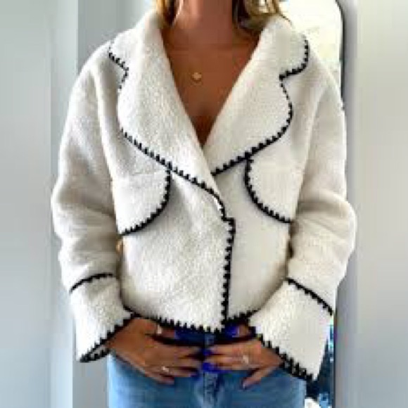 Commense Embroidered Trim Fleece Kimono Jacket - Picture 10 of 13